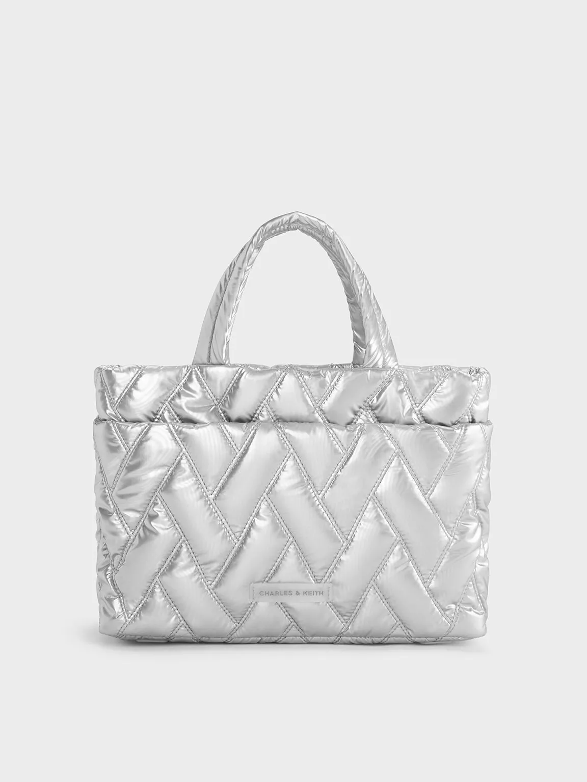 Charles & Keith - Nylon Chevron Boxy Tote Bag sold by Charles & Keith