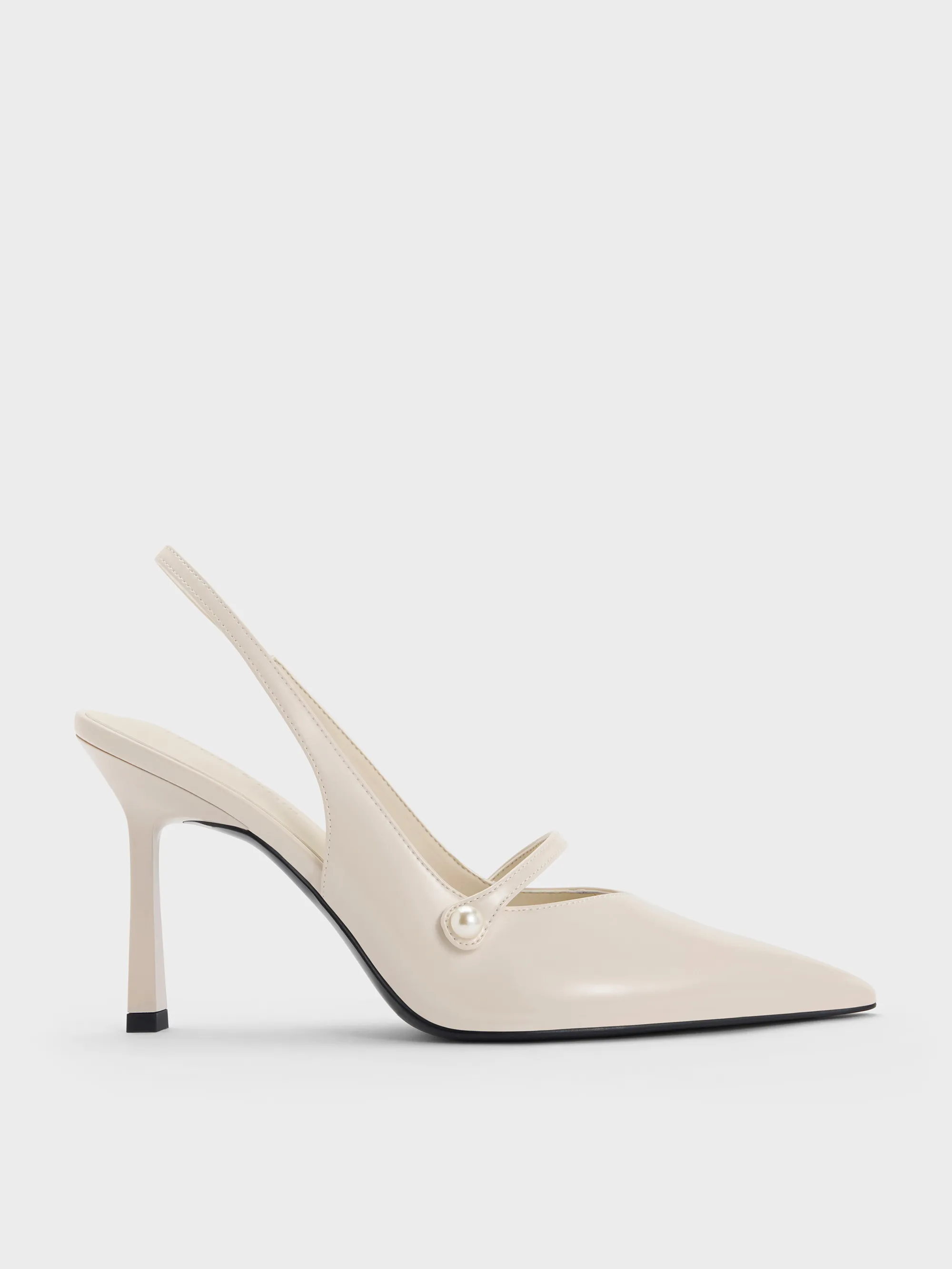 Charles & Keith - Helena Pearl-Buckle Pointed-Toe Slingback Pumps sold by Charles & Keith