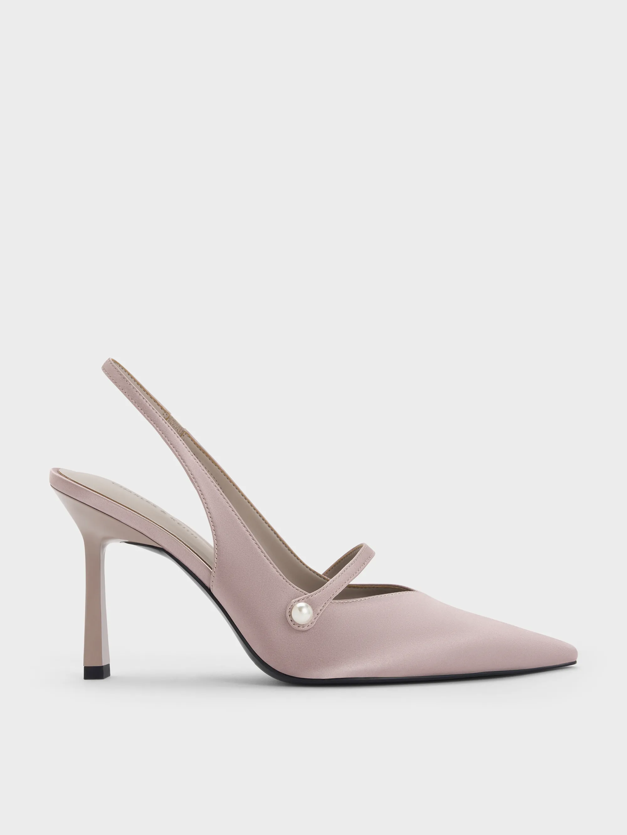 Charles & Keith - Helena Pearl-Buckle Pointed-Toe Slingback Pumps sold by Charles & Keith