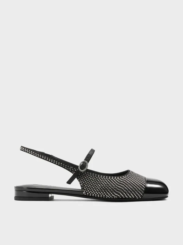 Charles & Keith - Pearl & Crystal-Embellished Cap-Toe Slingback Mary Jane Flats sold by Charles & Keith