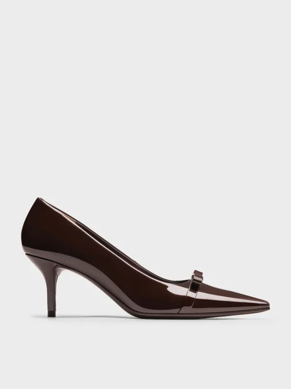Charles & Keith - Dorian Patent Bow Pointed-Toe Stiletto-Heel Pumps sold by Charles & Keith