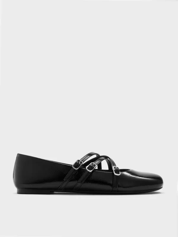 Charles & Keith - Patent Triple-Strap Crossover Mary Jane Flats sold by Charles & Keith