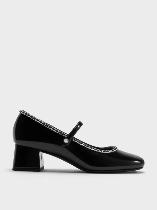 Charles & Keith - Braided-Chain Block-Heel Mary Jane Pumps sold by Charles & Keith