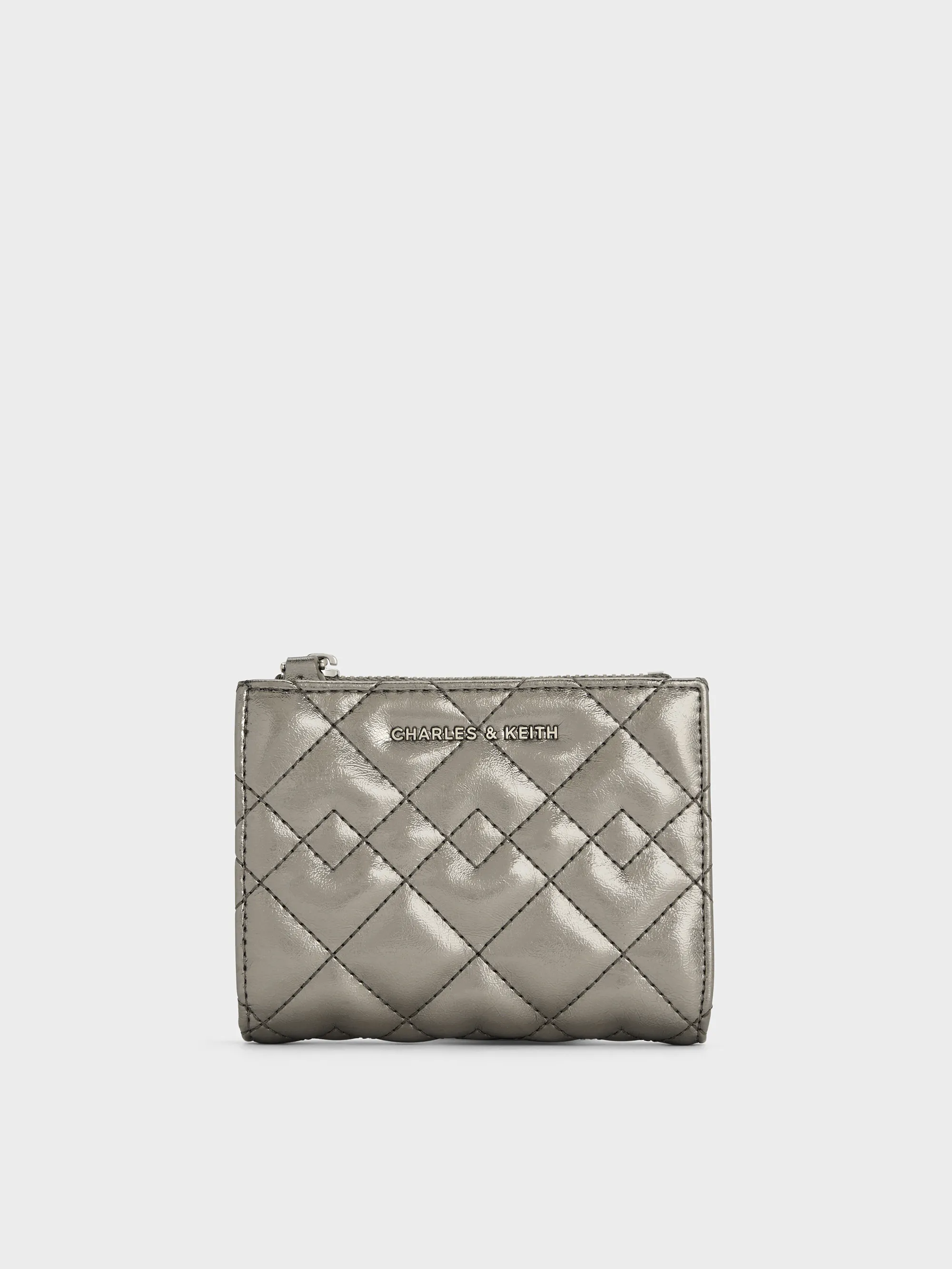 Charles & Keith - Duo Metallic Quilted Small Wallet sold by Charles & Keith