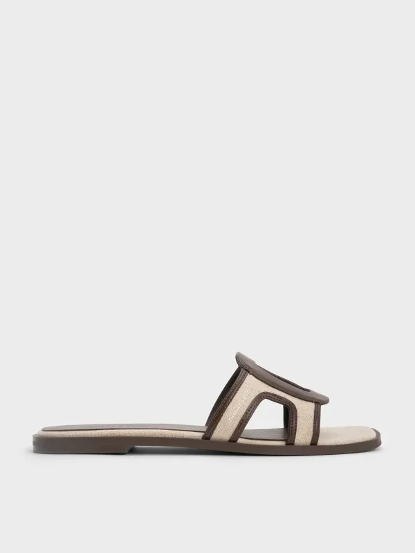 Charles & Keith - Easley Linen Cut-Out Slide Sandals sold by Charles & Keith