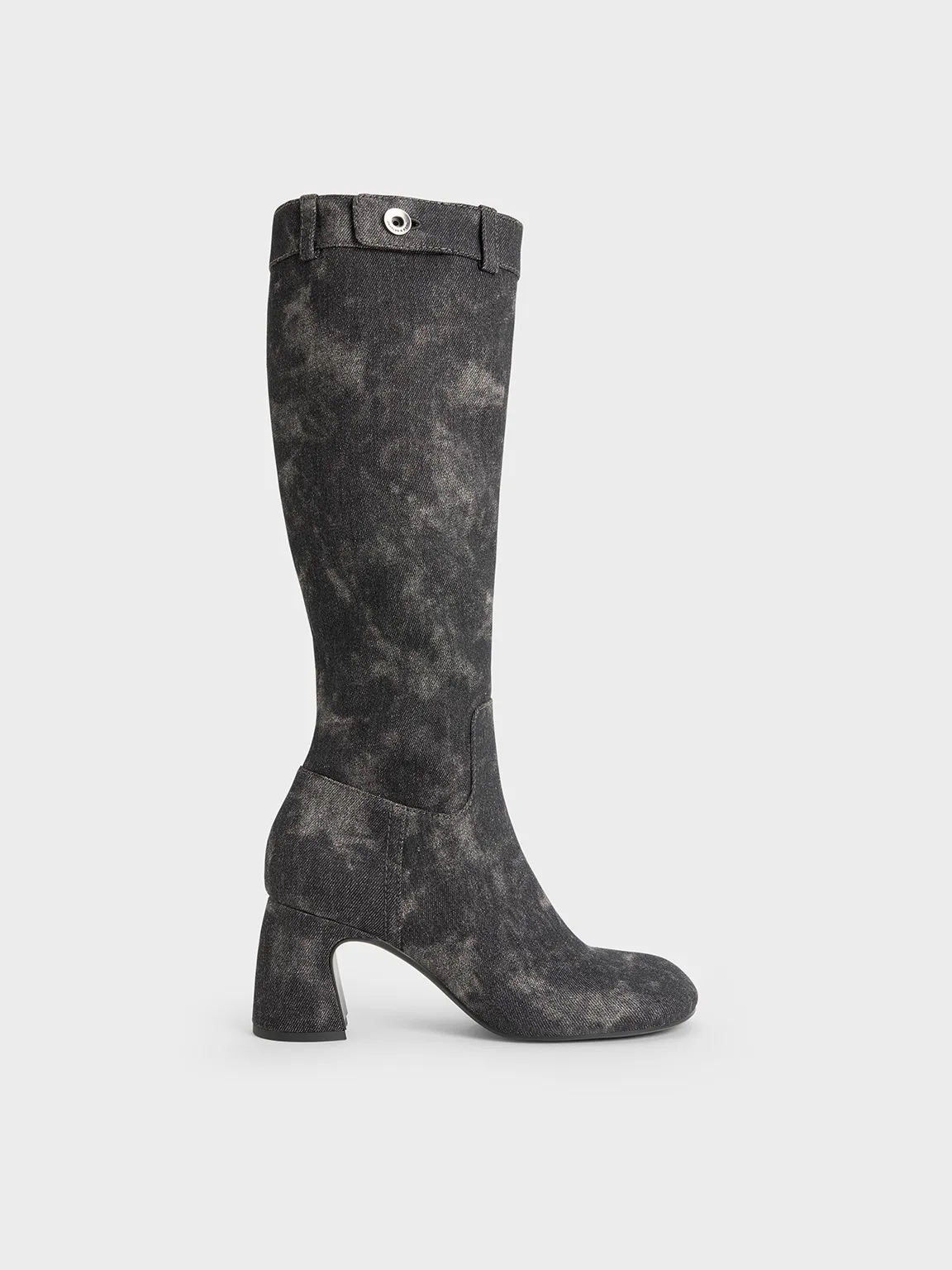 Charles & Keith - Denim Block-Heel Knee-High Biker Boots sold by Charles & Keith