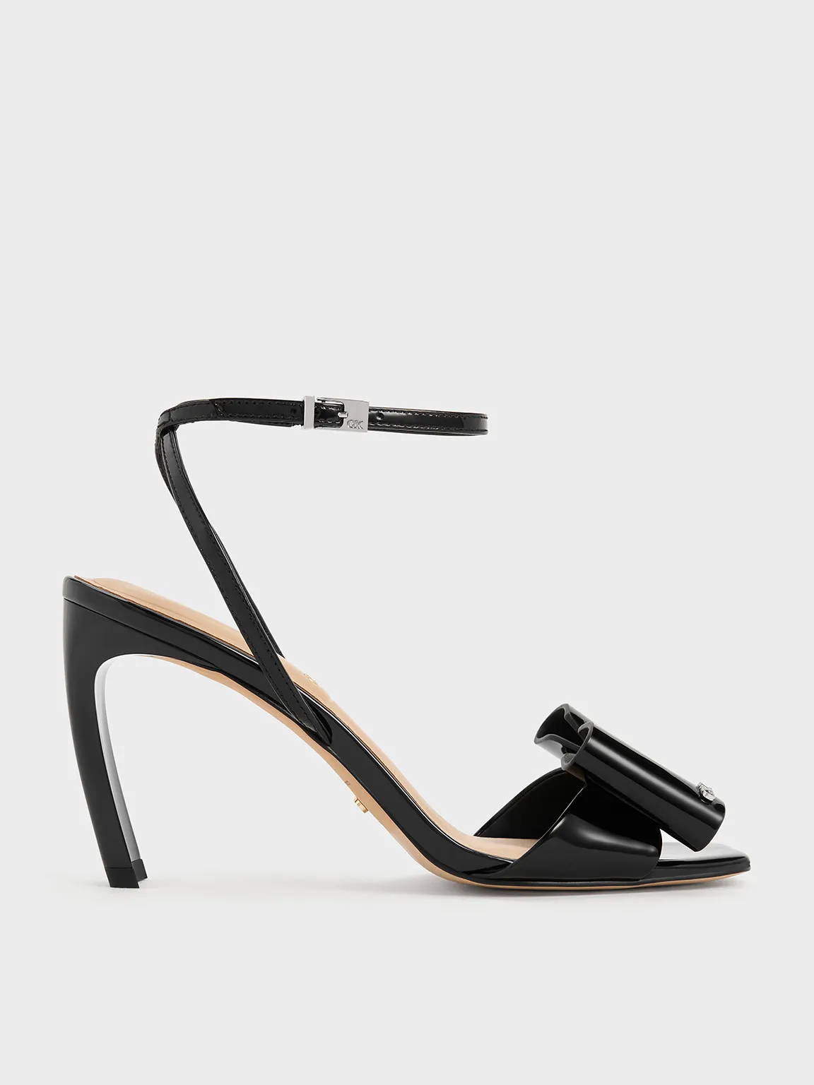 Charles & Keith - Lu Patent Leather Bow Blade-Heel Sandals sold by Charles & Keith