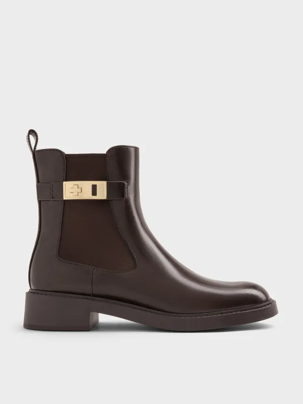 Charles & Keith - Lando Metallic-Buckle Chelsea Boots made by Charles & Keith