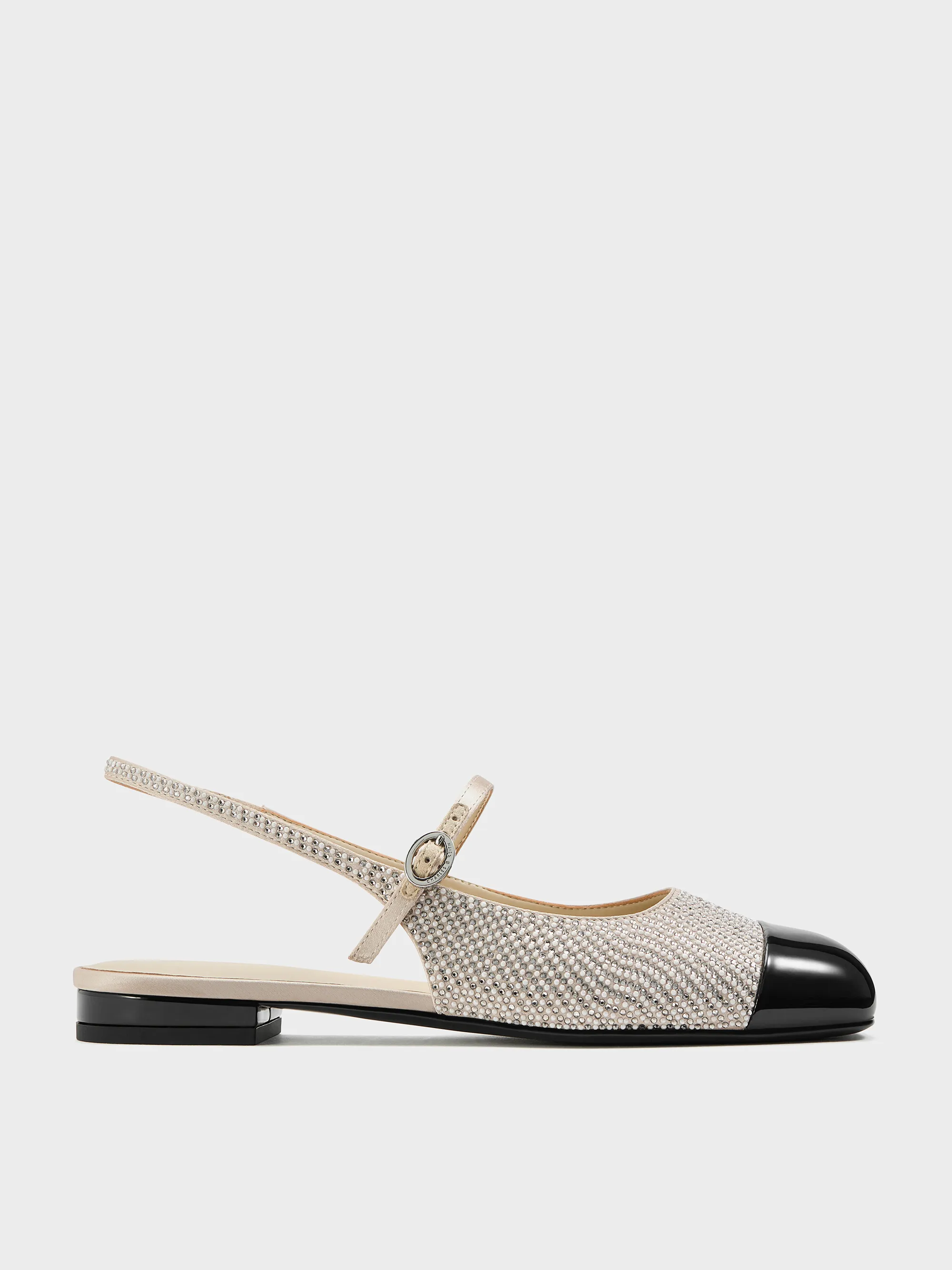 Charles & Keith - Pearl & Crystal-Embellished Cap-Toe Slingback Mary Jane Flats sold by Charles & Keith