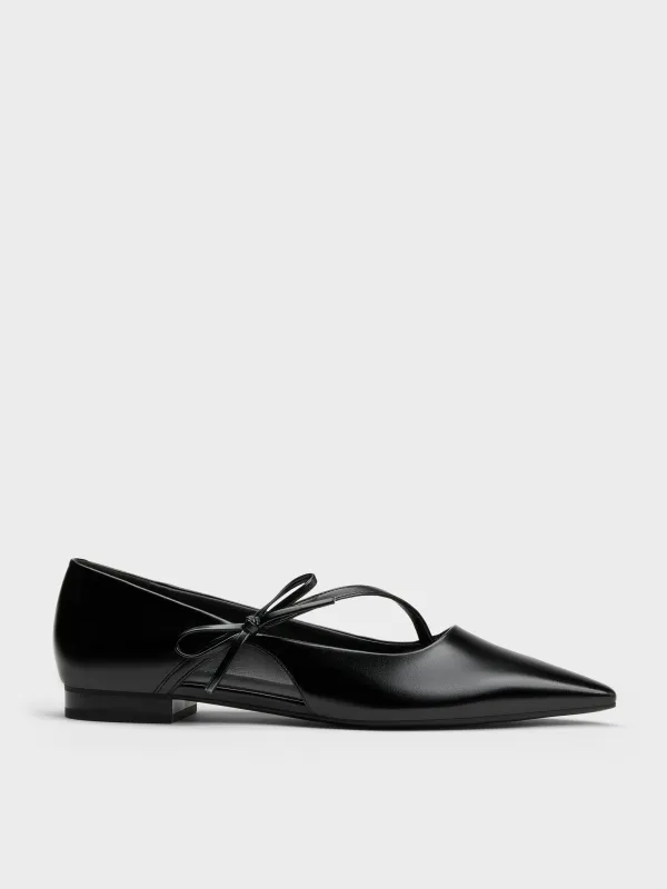 Charles & Keith - Pointed-Toe Bow-Strap Flats sold by Charles & Keith