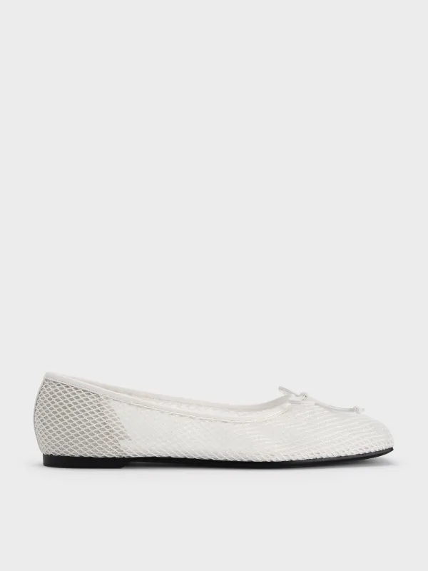 Charles & Keith - Mesh Square-Toe Bow Ballet Flats sold by Charles & Keith