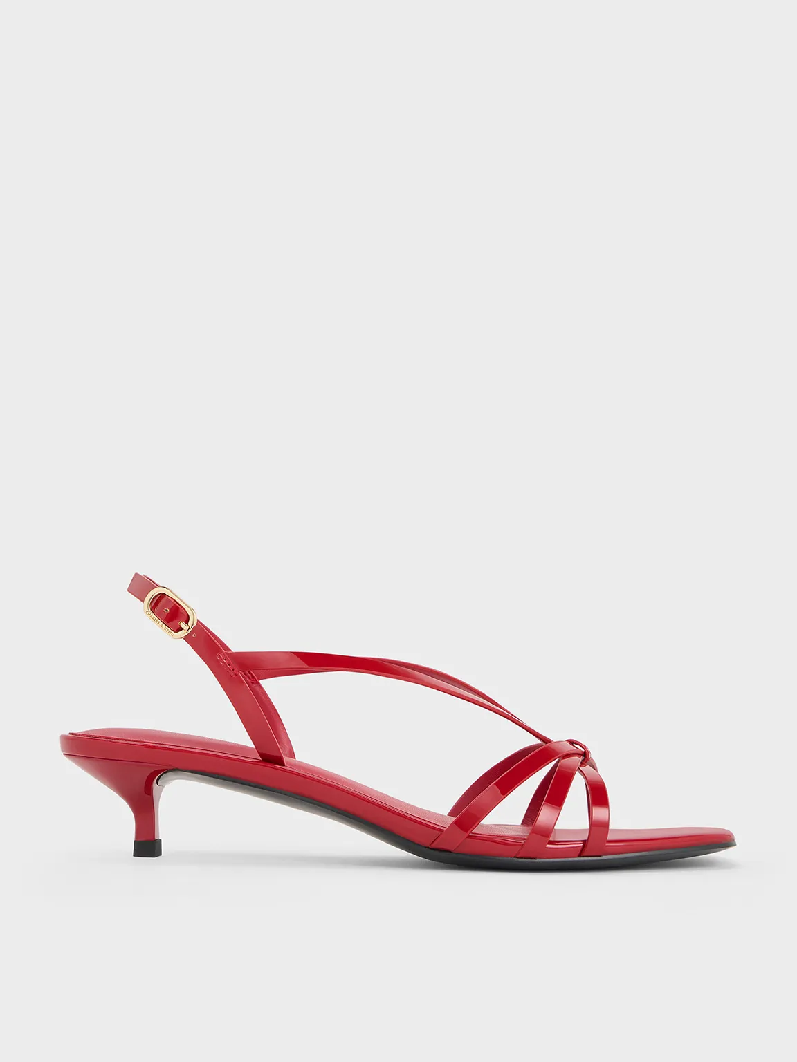 Charles & Keith - Patent Kitten-Heel Strappy Sandals sold by Charles & Keith