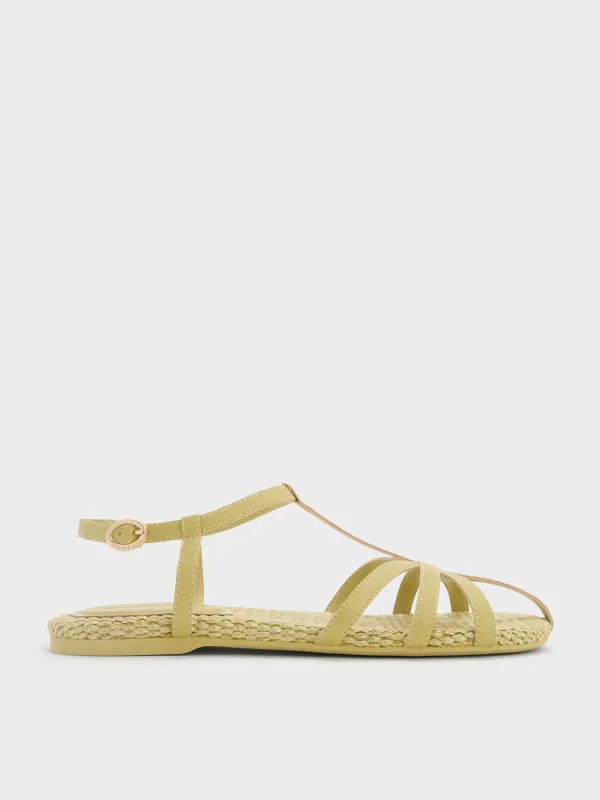 Charles & Keith - Strappy Raffia T-Bar Ankle-Strap Sandals sold by Charles & Keith