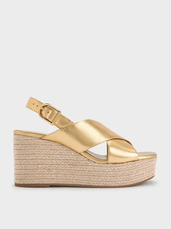 Charles & Keith - Metallic Crossover Espadrille Wedges sold by Charles & Keith