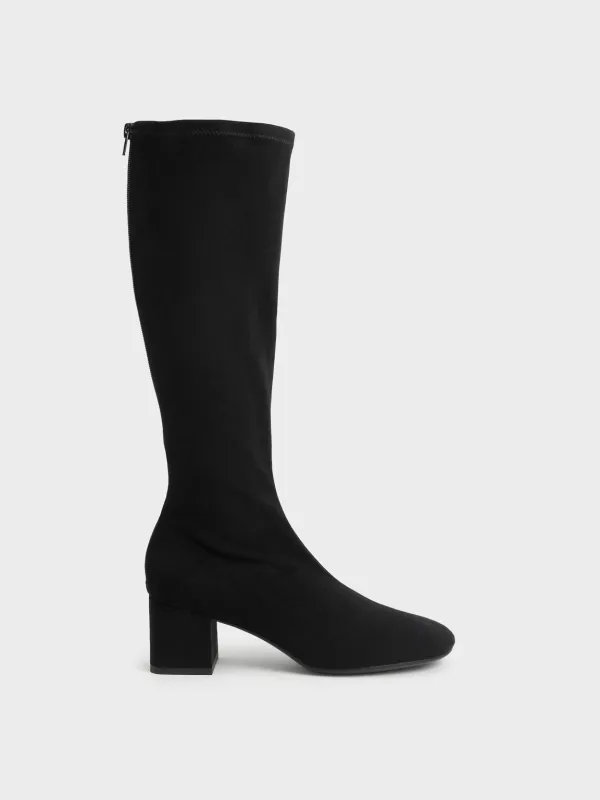 Charles & Keith - Textured Block Heel Knee Boots sold by Charles & Keith