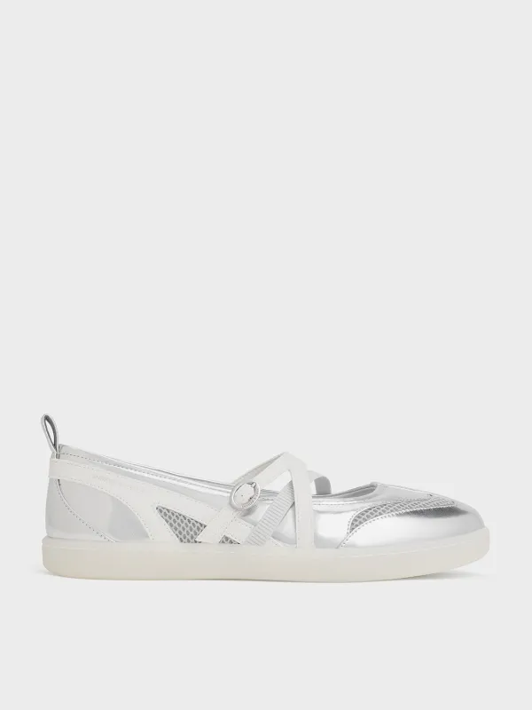 Charles & Keith - Tiggy Metallic Mesh Two-Tone Ballet Sneakers sold by Charles & Keith