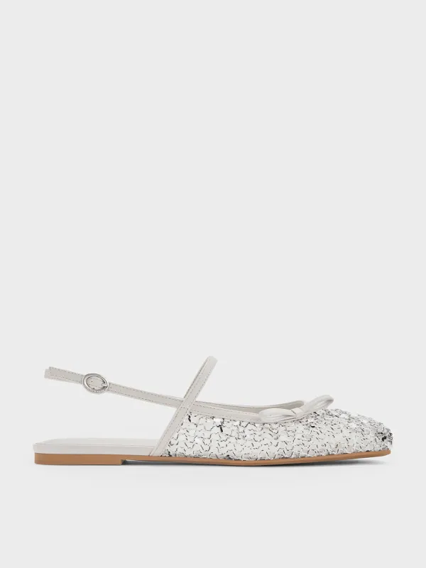 Charles & Keith - Mesh Sequinned Bow Slingback Mary Jane Flats sold by Charles & Keith