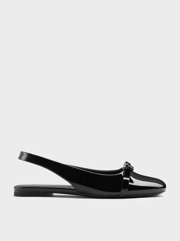 Charles & Keith - Dorian Patent Bow Slingback Flats sold by Charles & Keith