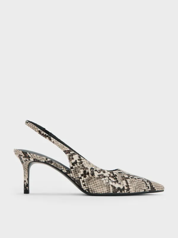 Charles & Keith - Kaia Snake-Print Pointed-Toe Slingback Pumps sold by Charles & Keith