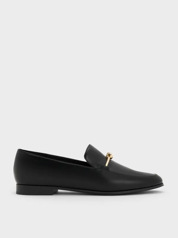 Charles & Keith - Metallic Knot-Bar Loafers sold by Charles & Keith