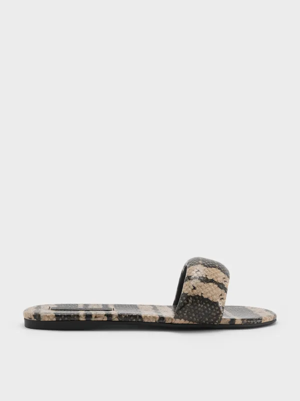 Charles & Keith - Snake-Print Slide Sandals sold by Charles & Keith