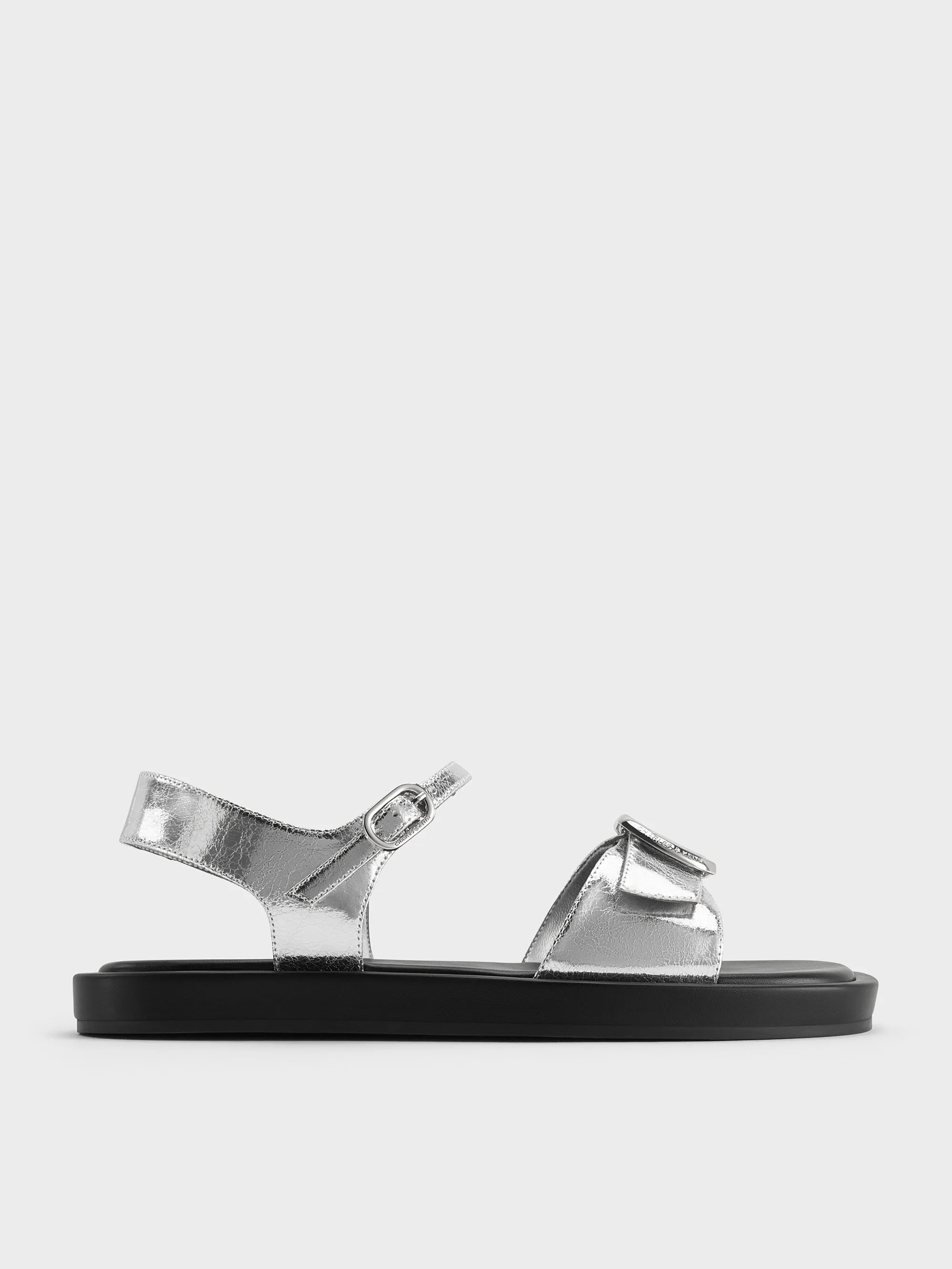 CHARLES & KEITH - Metallic Buckled Slingback Sandals sold by Charles & Keith