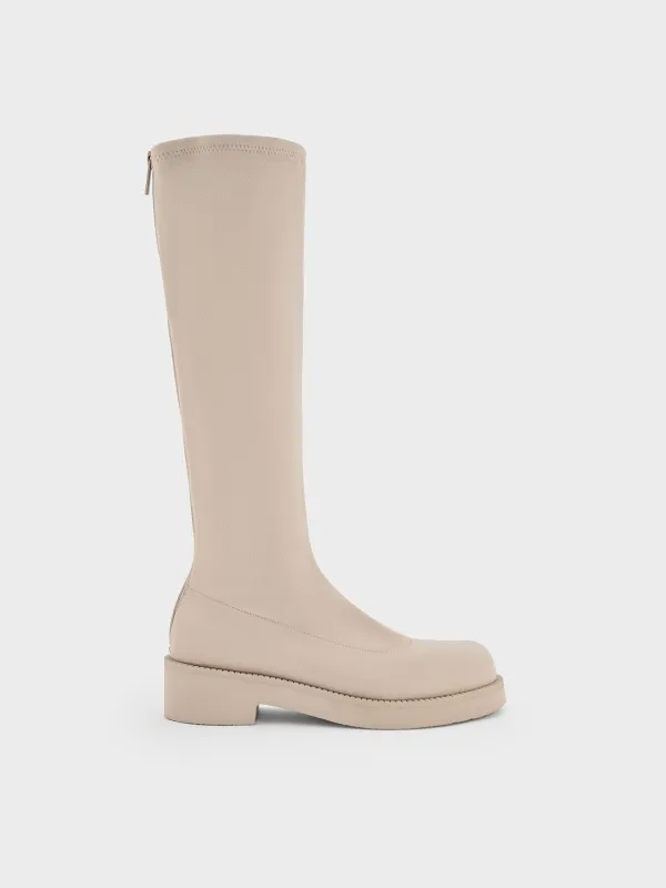 Charles & Keith - Faux Suede Chunky-Sole Knee-High Boots sold by Charles & Keith