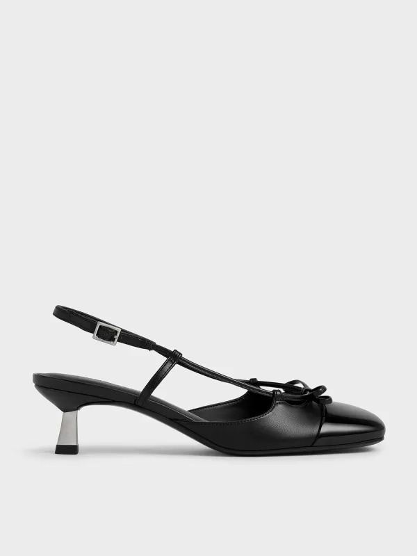 Charles & Keith - Patent Cap-Toe Bow Slingback Pumps sold by Charles & Keith