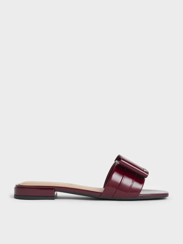 Charles & Keith - Lu Patent Leather Bow Slide Sandals sold by Charles & Keith
