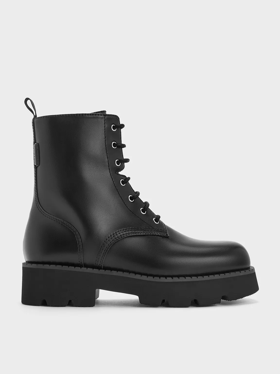 Charles & Keith - Ridged-Sole Lace-Up Combat Boots sold by Charles & Keith
