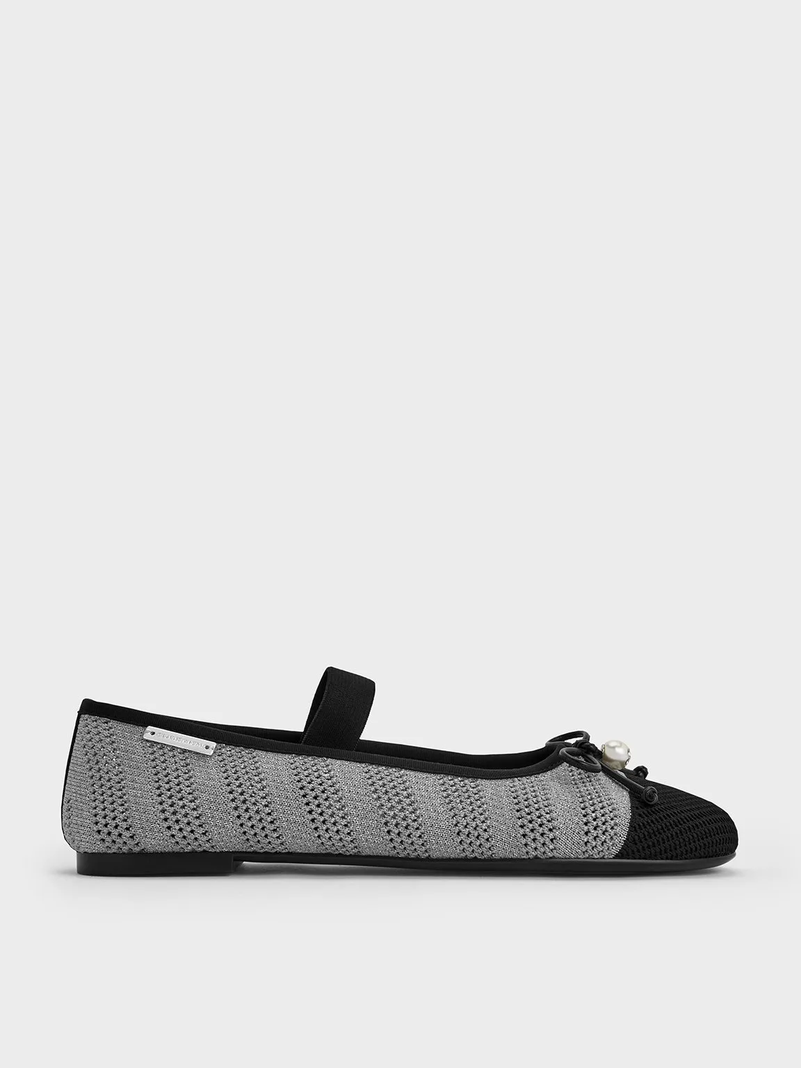 Charles & Keith - Knitted Pearl-Accent Bow Ballet Flats sold by Charles & Keith