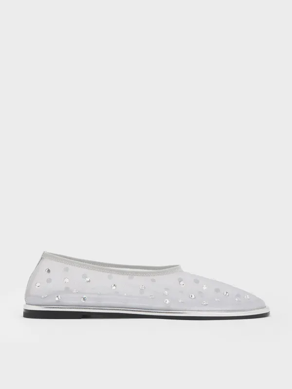 Charles & Keith - Mesh Gem-Embellished Ballet Flats sold by Charles & Keith