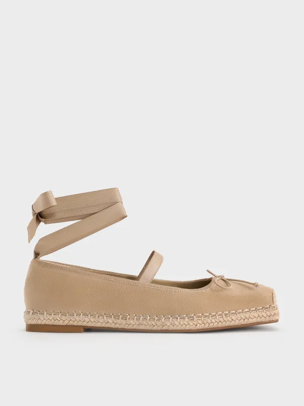Charles & Keith - Bernadine Faux Suede Tie-Around Espadrille Flats sold by Charles & Keith