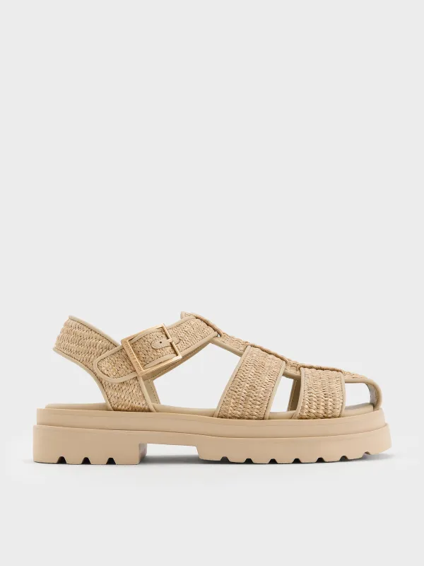 Charles & Keith - Raffia Caged Sandals sold by Charles & Keith