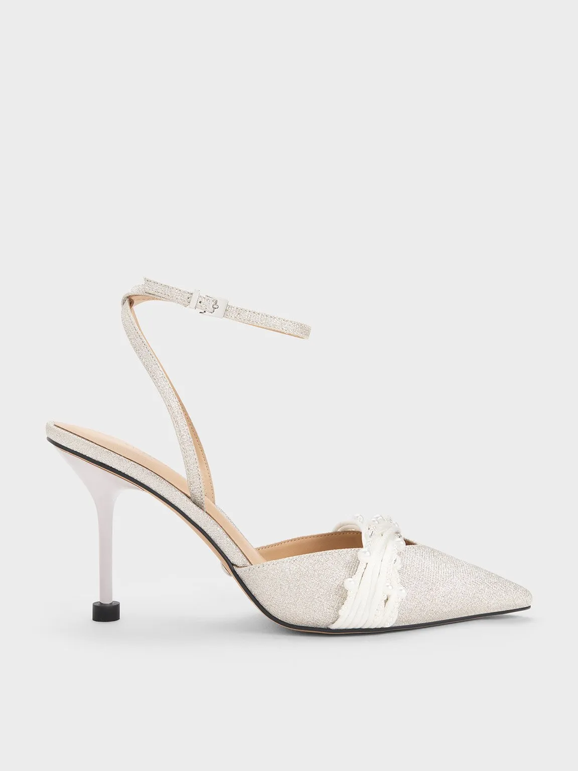 Charles & Keith - Leda Beaded Glittered Ankle-Strap Pumps sold by Charles & Keith