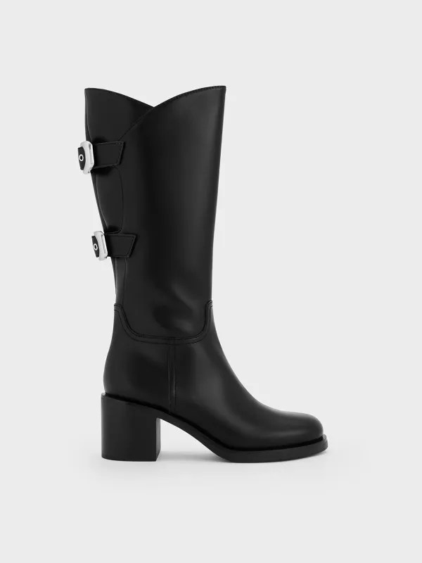 Charles & Keith - Masei Grommet-Strap Knee-High Boots sold by Charles & Keith