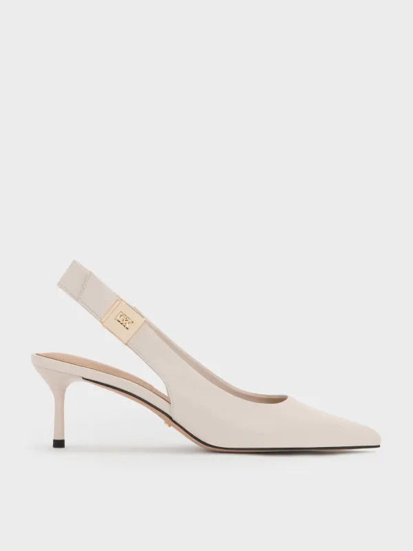 Charles & Keith - Cody Leather Pointed-Toe Kitten-Heel Slingback Pumps sold by Charles & Keith