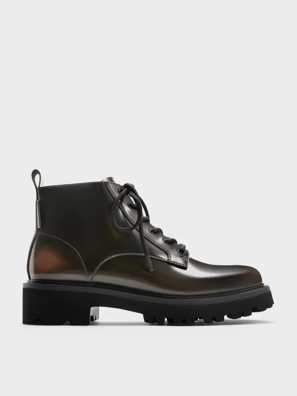 Charles & Keith - Ridged-Sole Side-Zip Combat Boots sold by Charles & Keith
