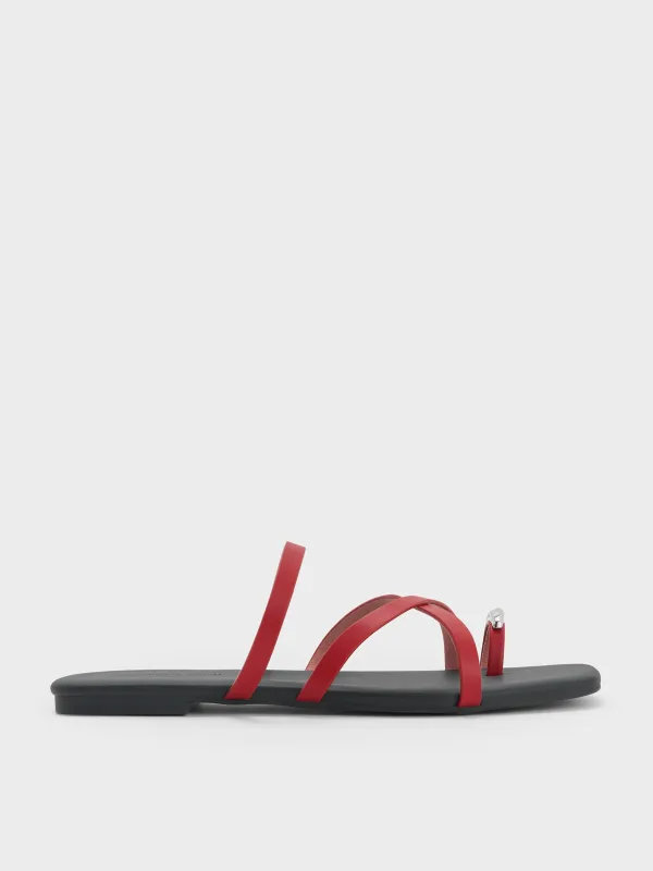 Charles & Keith - Metallic-Accent Strappy Toe-Ring Sandals sold by Charles & Keith