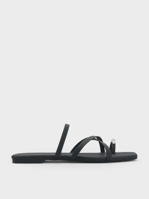 Charles & Keith - Metallic-Accent Strappy Toe-Ring Sandals sold by Charles & Keith