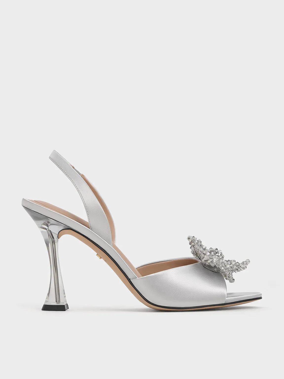 Charles & Keith - Recycled Polyester Beaded Bow Slingback Pumps sold by Charles & Keith