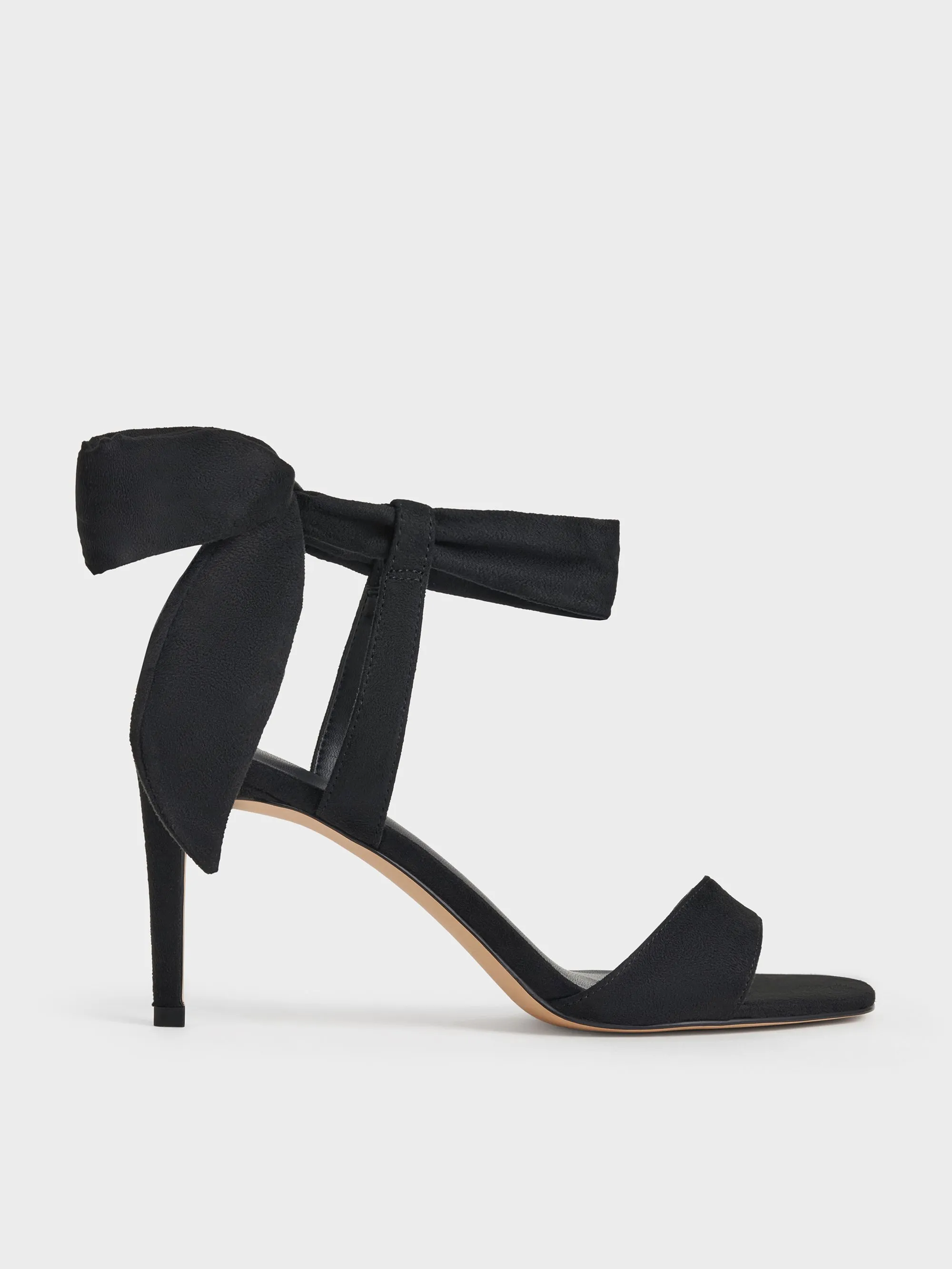 Charles & Keith - Eliana Textured Tie-Around Heeled Sandals sold by Charles & Keith