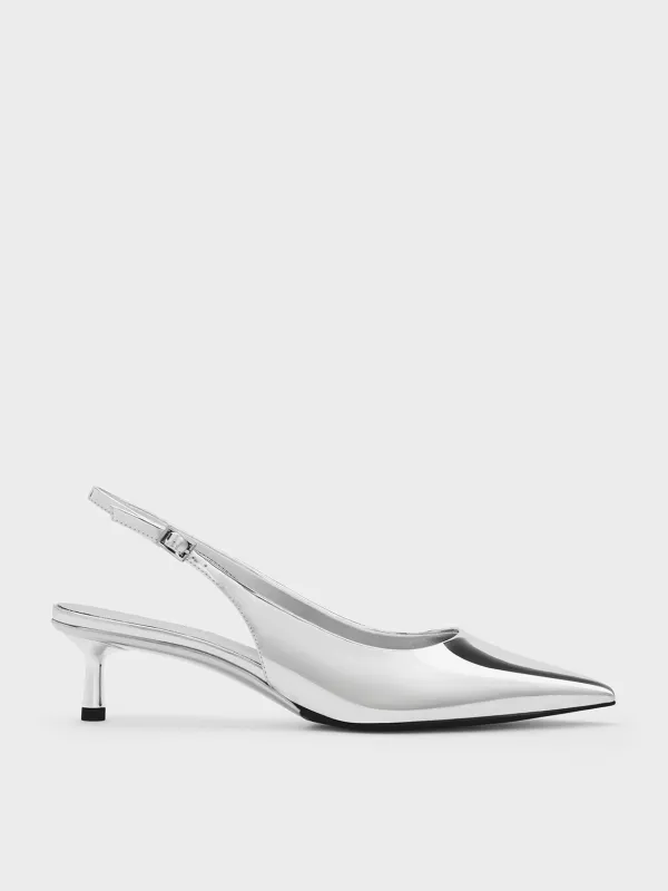 Charles & Keith - Curtis Metallic Pointed-Toe Kitten-Heel Slingback Pumps sold by Charles & Keith