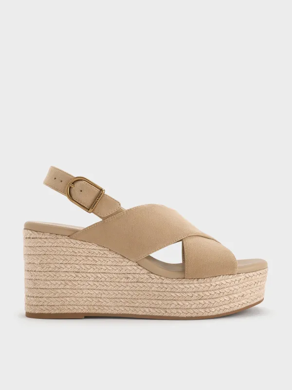 Charles & Keith - Faux Suede Crossover Espadrille Wedges sold by Charles & Keith