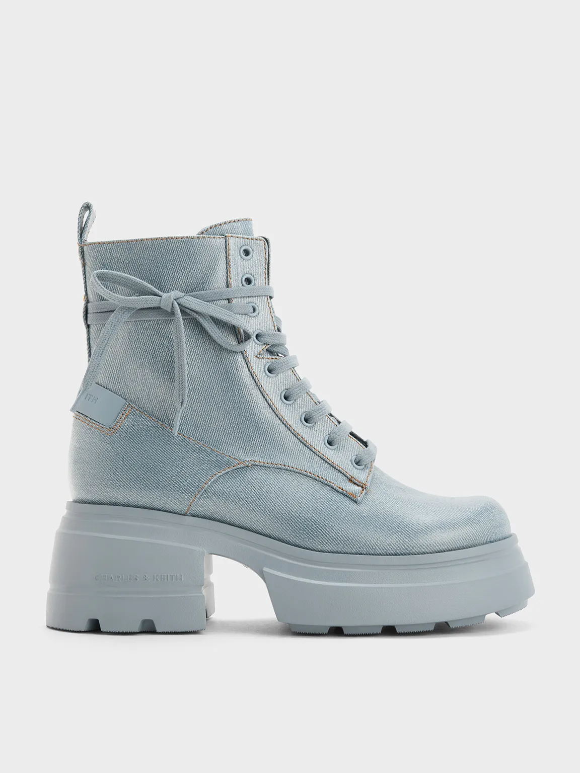 Charles & Keith - Denim Lace-Up Chunky Ankle Boots sold by Charles & Keith