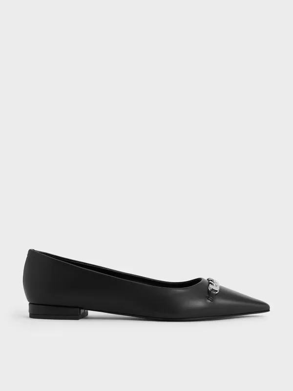 Charles & Keith - Chain-Link Pointed-Toe Ballet Flats sold by Charles & Keith