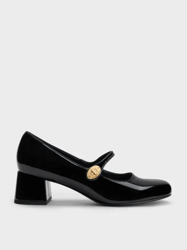 Charles & Keith - Hettie Patent Metallic-Buckle Block-Heel Mary Janes sold by Charles & Keith