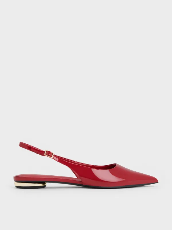 Charles & Keith - Patent Pointed-Toe Slingback Flats sold by Charles & Keith