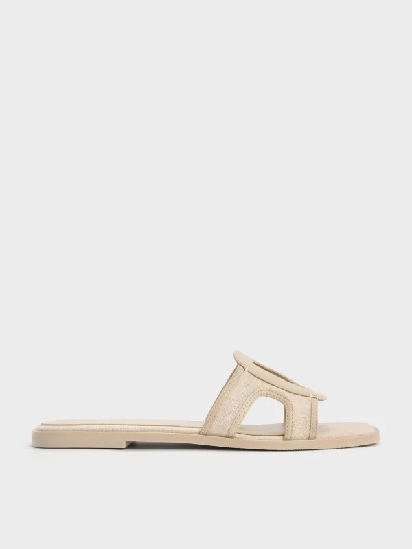 Charles & Keith - Easley Linen Cut-Out Slide Sandals sold by Charles & Keith