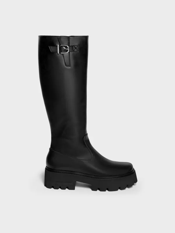 Charles & Keith - Imogen Side-Buckle Chunky Knee-High Boots sold by Charles & Keith